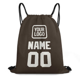 Custom Brown White Drawstring Bag