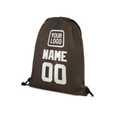 Custom Brown White Drawstring Bag