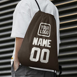 Custom Brown White Drawstring Bag