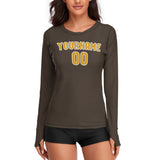 Custom Brown Yellow Women's Long-Sleeve Shirt