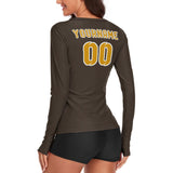 Custom Brown Yellow Women's Long-Sleeve Shirt