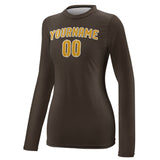 Custom Brown Yellow Women's Long-Sleeve Shirt