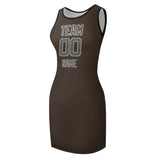 Custom Brown Dark Grey Sleeveless Vest Dress