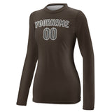 Custom Brown Dark Grey Women's Long-Sleeve Shirt