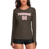 Custom Brown Light Pink Women's Long-Sleeve Shirt