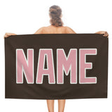 Custom Brown Light Pink Beach Towel
