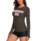 Custom Brown Light Pink Women's Long-Sleeve Shirt