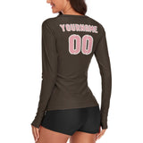 Custom Brown Light Pink Women's Long-Sleeve Shirt