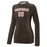 Custom Brown Light Pink Women's Long-Sleeve Shirt