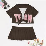 Custom Brown Light Pink Cheerleading Uniform Set