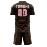 Custom Brown Light Pink Soccer Jersey