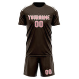 Custom Brown Light Pink Soccer Jersey
