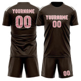 Custom Brown Light Pink Soccer Jersey