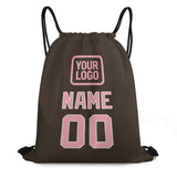 Custom Brown Light Pink Drawstring Bag