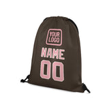 Custom Brown Light Pink Drawstring Bag