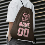 Custom Brown Light Pink Drawstring Bag