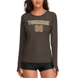 Custom Brown Khaki Women's Long-Sleeve Shirt
