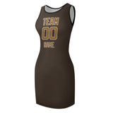 Custom Brown Khaki Sleeveless Vest Dress