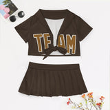 Custom Brown Khaki Cheerleading Uniform Set