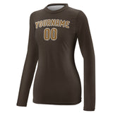 Custom Brown Khaki Women's Long-Sleeve Shirt