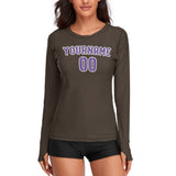 Custom Brown Light Purple Women's Long-Sleeve Shirt