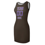 Custom Brown Light Purple Sleeveless Vest Dress