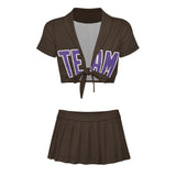 Custom Brown Light Purple Cheerleading Uniform Set