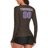 Custom Brown Light Purple Women's Long-Sleeve Shirt