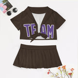 Custom Brown Light Purple Cheerleading Uniform Set