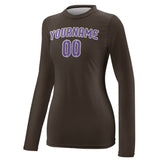 Custom Brown Light Purple Women's Long-Sleeve Shirt