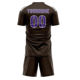 Custom Brown Light Purple Soccer Jersey