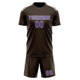 Custom Brown Light Purple Soccer Jersey