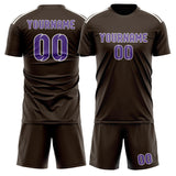 Custom Brown Light Purple Soccer Jersey