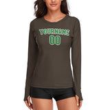 Custom Brown Emerald Green Women's Long-Sleeve Shirt