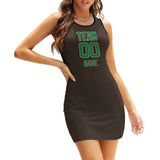 Custom Brown Emerald Green Sleeveless Vest Dress