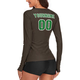 Custom Brown Emerald Green Women's Long-Sleeve Shirt