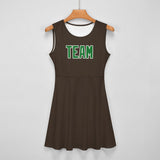 Custom Brown Emerald Green Cheerleader Dress