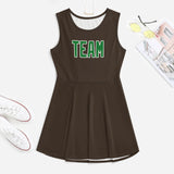 Custom Brown Emerald Green Cheerleader Dress