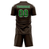Custom Brown Emerald Green Soccer Jersey