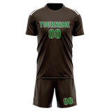 Custom Brown Emerald Green Soccer Jersey