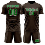 Custom Brown Emerald Green Soccer Jersey
