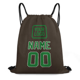 Custom Brown Emerald Green Drawstring Bag