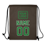Custom Brown Emerald Green Drawstring Bag