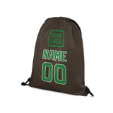 Custom Brown Emerald Green Drawstring Bag