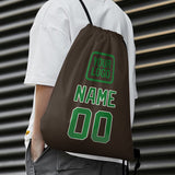 Custom Brown Emerald Green Drawstring Bag