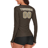 Custom Brown Light Khaki Women's Long-Sleeve Shirt