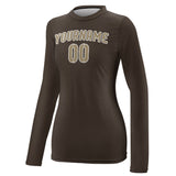 Custom Brown Light Khaki Women's Long-Sleeve Shirt