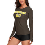 Custom Brown Light Yellow Women's Long-Sleeve Shirt