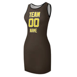 Custom Brown Light Yellow Sleeveless Vest Dress