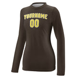 Custom Brown Light Yellow Women's Long-Sleeve Shirt